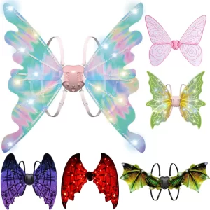 A A A asinha com led em movimento (Fantasia Asa Anjo Fada Dinossauro Led Som Movimento Musical)